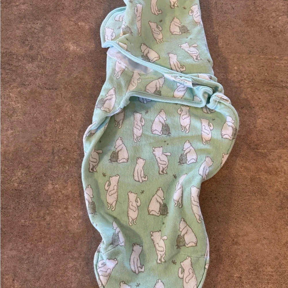 2-Pack Baby Swaddle Wraps - Green & Cream Bear Prints Infant 0-3m
